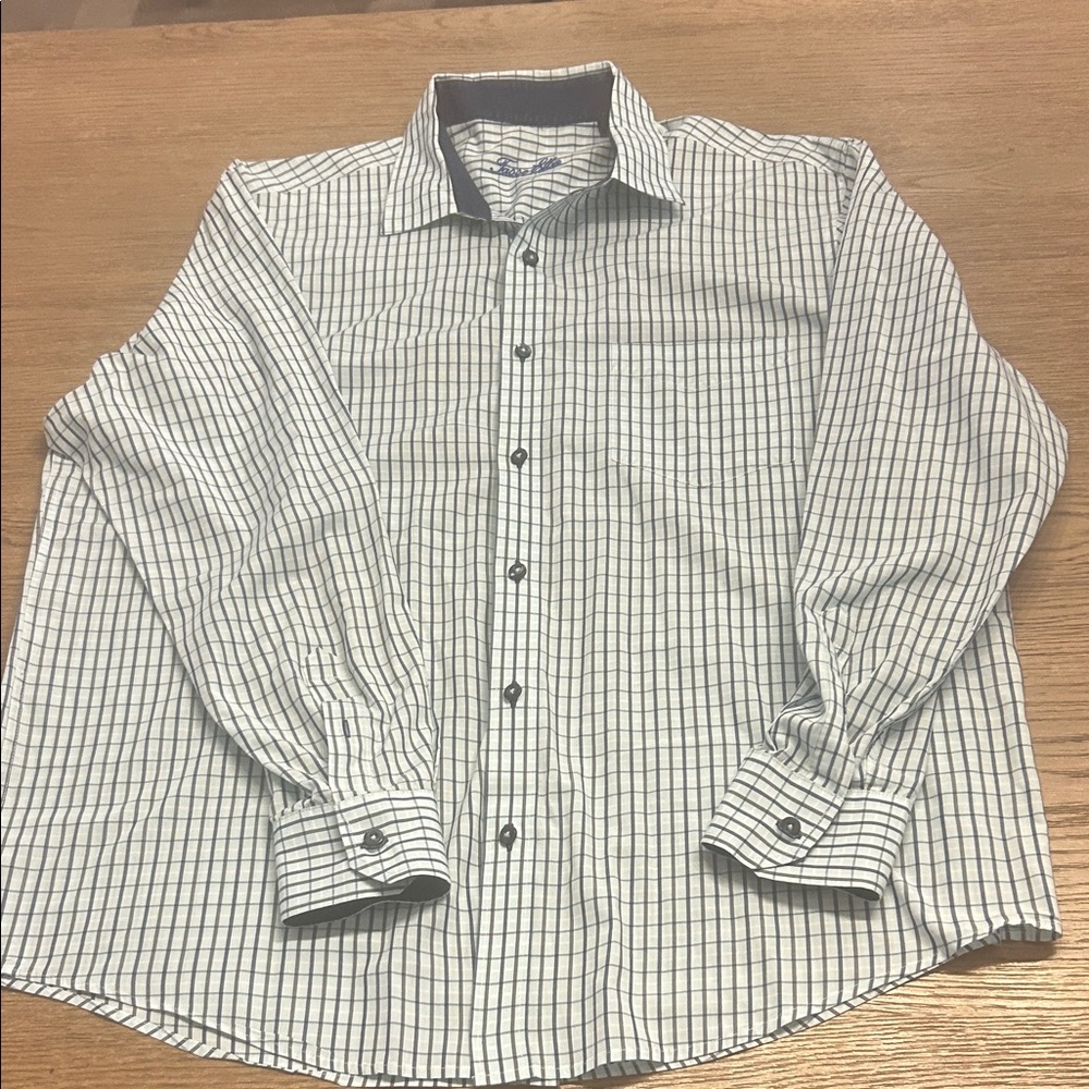 Tasso Elba Men's Plaid Shirt - Black and White
